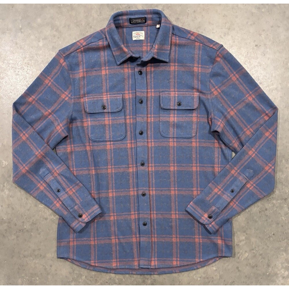 Faherty Shirt Mens Legend Rose Blue Check Long Sleeve Button Up Large L